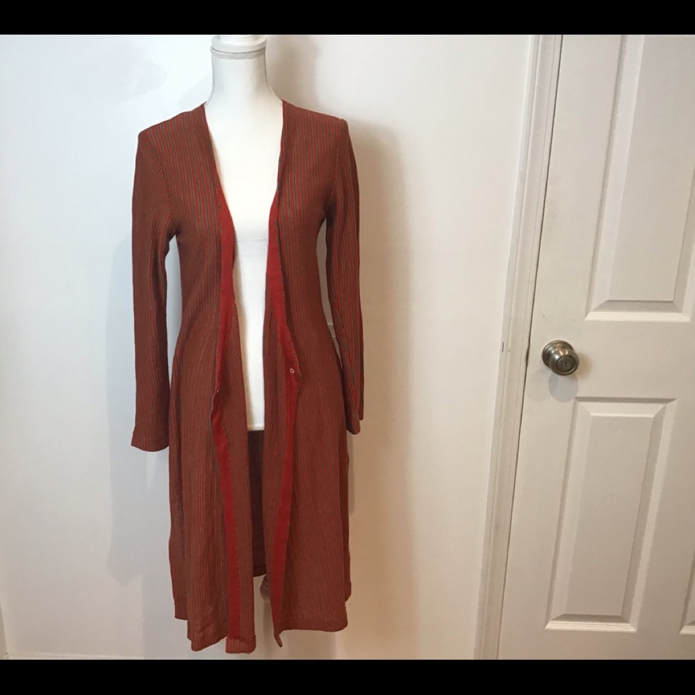 RALPH LAUREN PURPLE LABEL LONGLINE LINEN CARDI MED
